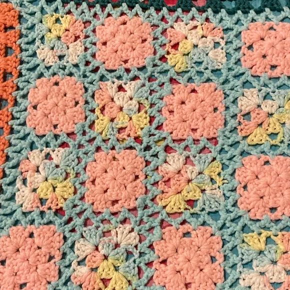Handmade Colorful Patchwork Crochet Quilt - Picture 4 of 8